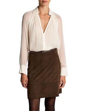 Vince Sheer Gathered Blouse - Natural