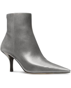 Michael Kors Michael Selina Leather Ankle Booties - Gray