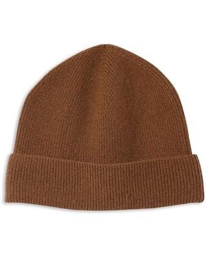 Sandro Cashmere Ribbed Turn Up Beanie - Brown