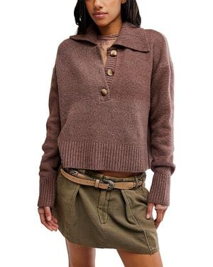 Free People Trading Up Polo Sweater - Brown