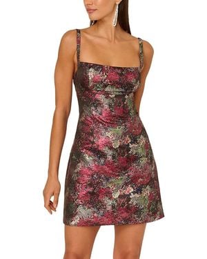Adrianna Papell Metallic Jacquard Mini Dress - Red
