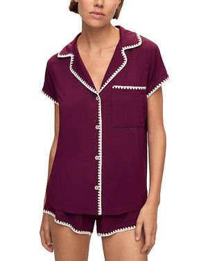 Eberjey Frida Whipstitch Short Pajama Set - Purple