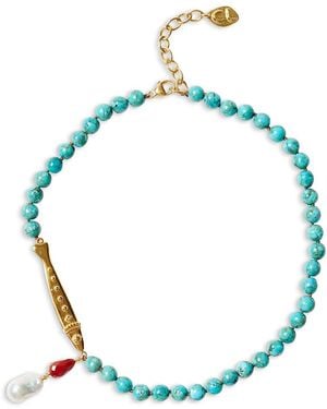 Chan Luu Gemstone & Fish Charm Beaded Pendant Necklace, 16-18 - Blue