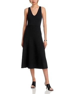 French Connection V Neck Knit Fit And Flare Midi Dress - Black