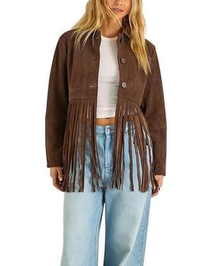 Nasty Gal Real Suede Fringe Jacket - Brown