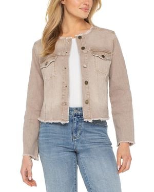 Liverpool Los Angeles Frayed Edge Denim Jacket - Blue