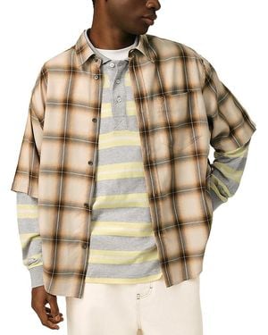 Ami Paris Boxy Plaid Shirt - Natural