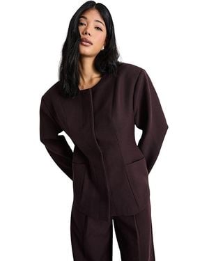 Warehouse Premium Tailored Moulded Waist Blazer - Black