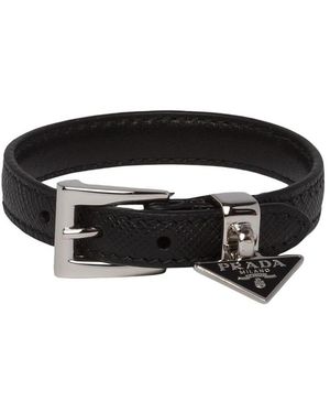 Prada Saffiano Leather Bracelet - Black
