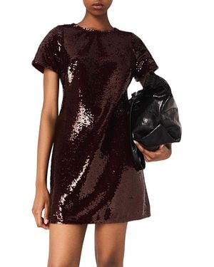 Maje Requina Embroidered Sequin Dress - Black
