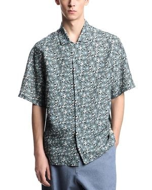 Emporio Armani Floral Short Sleeve Shirt - Blue