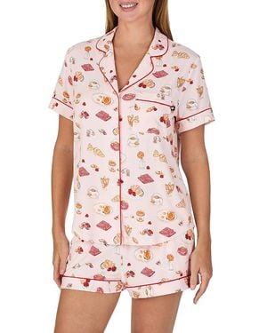 Kate Spade Short Sleeve Notch Boxer Pajama Set - Red