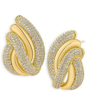 Kenneth Jay Lane Pave Swirl Button Earrings - Metallic