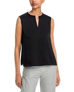 Theory Notch Neck Sleeveless Satin Top - Black
