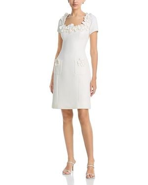 Teri Jon Crepe 3D Flower Dress - White