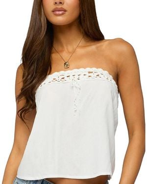 Edikted Pearle Crochet Trim Strapless Top - White