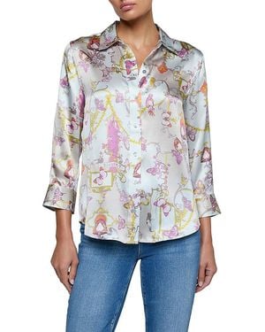 L'Agence Dani Silk Three Quarter Sleeve Blouse - White