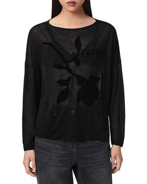 AllSaints Athea Rita Flocked Top - Black