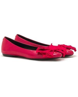 Lanvin Bow Patent Leather Ballerina Flats - Pink
