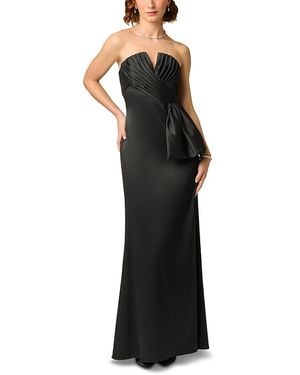 Aidan Mattox Stretch Mikado Pleated Bodice Gown - Black