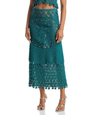 Rabanne Beaded Crochet Skirt - Green