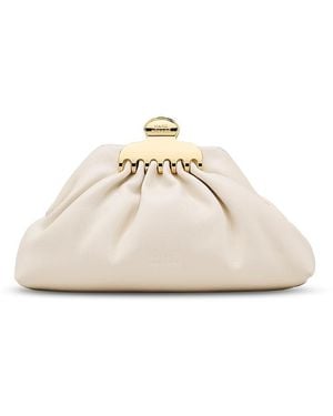 Marc Jacobs The Glam Claw Clip Leather Clutch - White