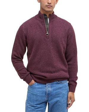 Barbour Holden Relaxed Fit Quarter Zip Jumper - Red