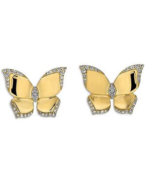 Piranesi 18K Butterfly Diamond Oro Stud Earrings - Metallic
