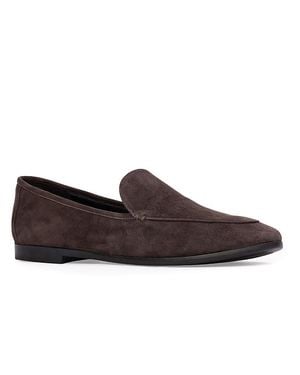 Black Suede Studio Allie Loafer Flats - Brown