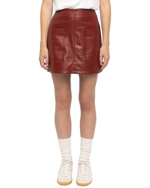 Zadig & Voltaire Jaime Leather Mini Skirt - Red