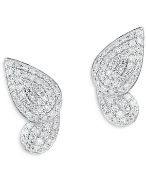 Phillips House Rhodium Plated 14K Symphony Diamond Pave Half Butterfly Stud Earrings - White