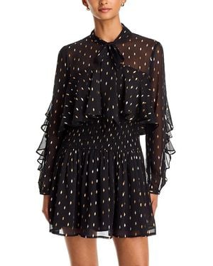 Aqua Metallic Dot Cape Mini Dress - Black