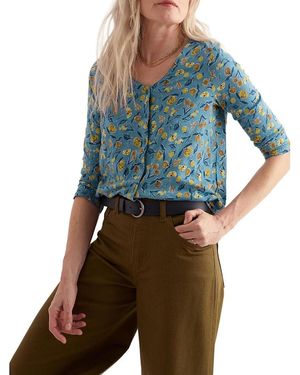 Seasalt Cornwall Studio Glass 3/4 Sleeve Top - Blue