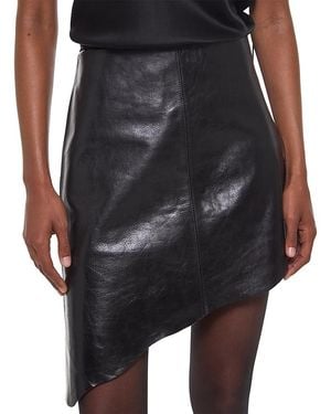 Helmut Lang Leather Asymmetric Skirt - Black