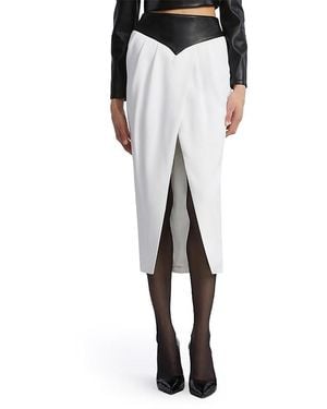 BCBGMAXAZRIA Leather Crepe Skirt - Black