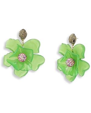 Kurt Geiger Floral Statement Drop Earrings - Green