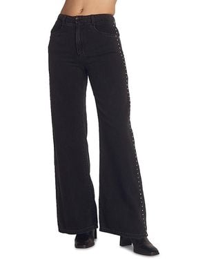 Bella Dahl Anya Studded High Rise Wide Leg Jeans - Blue