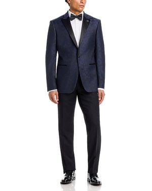 John Varvatos Floral Jacquard Slim Fit Wool Blend Dinner Jacket - Blue