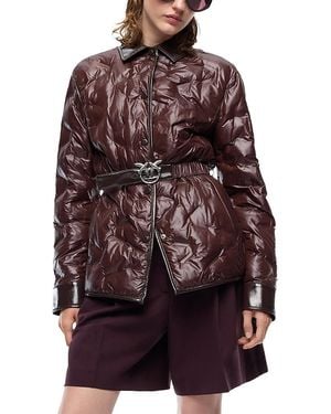 Pinko Dipladenia Belted Puffer Coat - Purple