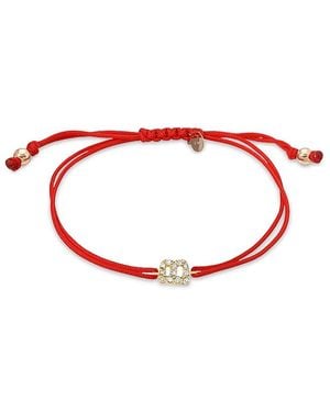 Zoe Lev 14K Fortune Diamond Initial Cord Bolo Bracelet - Red