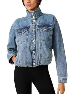 Steve Madden Allyson Cotton Denim Stand Collar Jacket - Blue