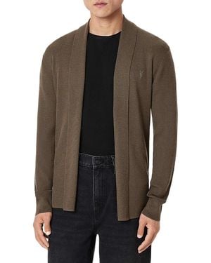AllSaints Mode Regular Fit Merino Wool Open Cardigan Sweater - Brown