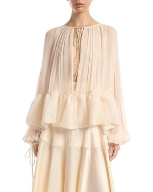 LIBEROWE Peplum Silk Blouse - Natural
