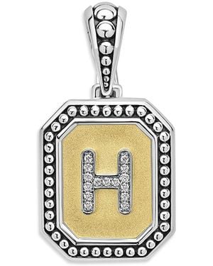 Lagos Signature Caviar Sterling & 18K Octagon Diamond A Initial Charm, 0.05 Tcw - Metallic
