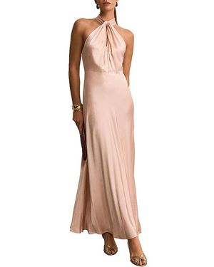 Mint Velvet Satin Halter Maxi Dress - Brown
