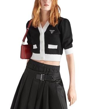 Prada Cropped Cotton Cardigan - Black