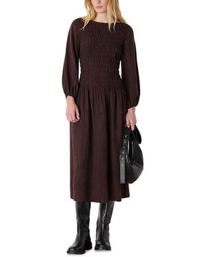 Whistles Checked Shirred Dress