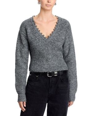 Blank NYC Metallic Trim Sweater - Gray