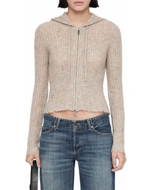 AllSaints Mabel Cropped Zippered Hoodie - Blue
