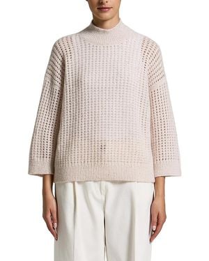 Peserico Open Knit Sequin Mock Neck Sweater - White